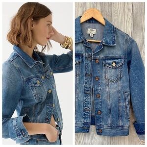 NEW! JCREW CLASSIC JEAN JACKET Womens Size XXS Blue Indigo Distressed Wash Denim